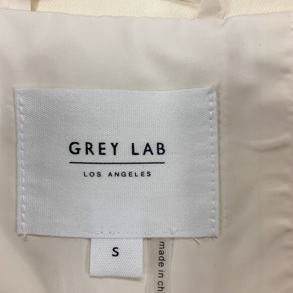 Grey Lab Down Filled Jacket Womens Small Ivory Designer Chic Boho Goose Feathers - Picture 11 of 16